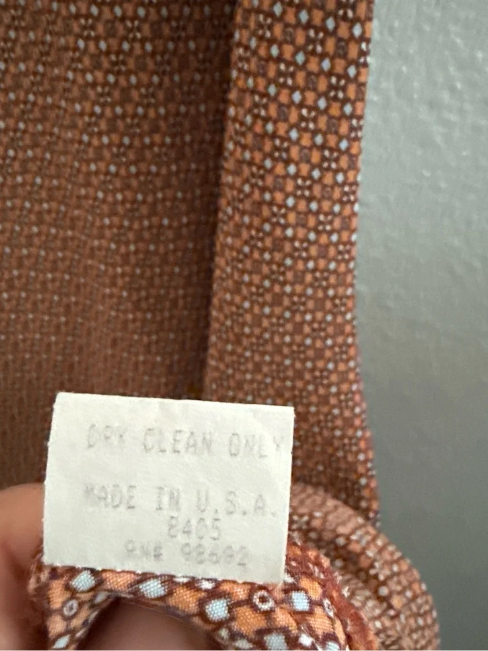 Vintage Tessuto Brown Geometric Print Bias Cut Midi Slip Dress Made in USA Sz L